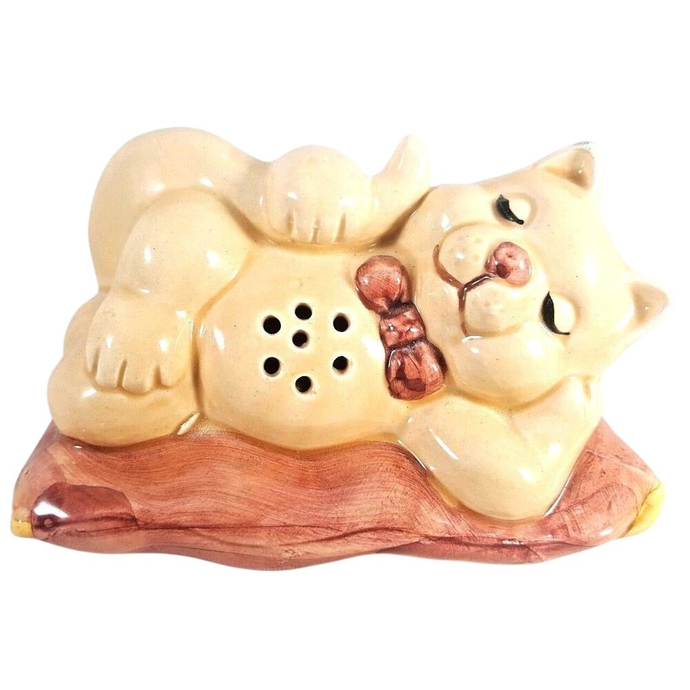 Cat Spice Holder Vintage Interpur Figurine Kitten Collectible Ceramic Shaker Y2k